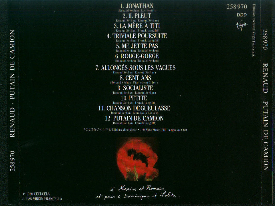 Renaud - 1988 - Putain De Camion-back